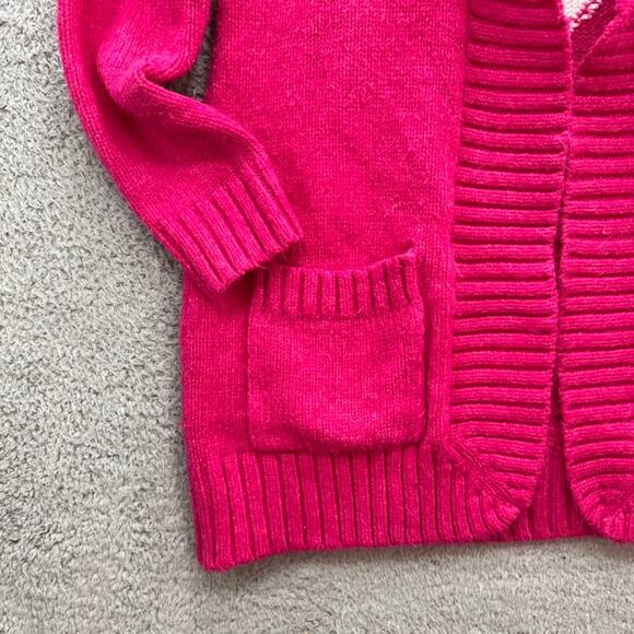 Charter Club Large Pink Open Front Cardigan White Heart on Back Fun Casual Cozy - Picture 4 of 10